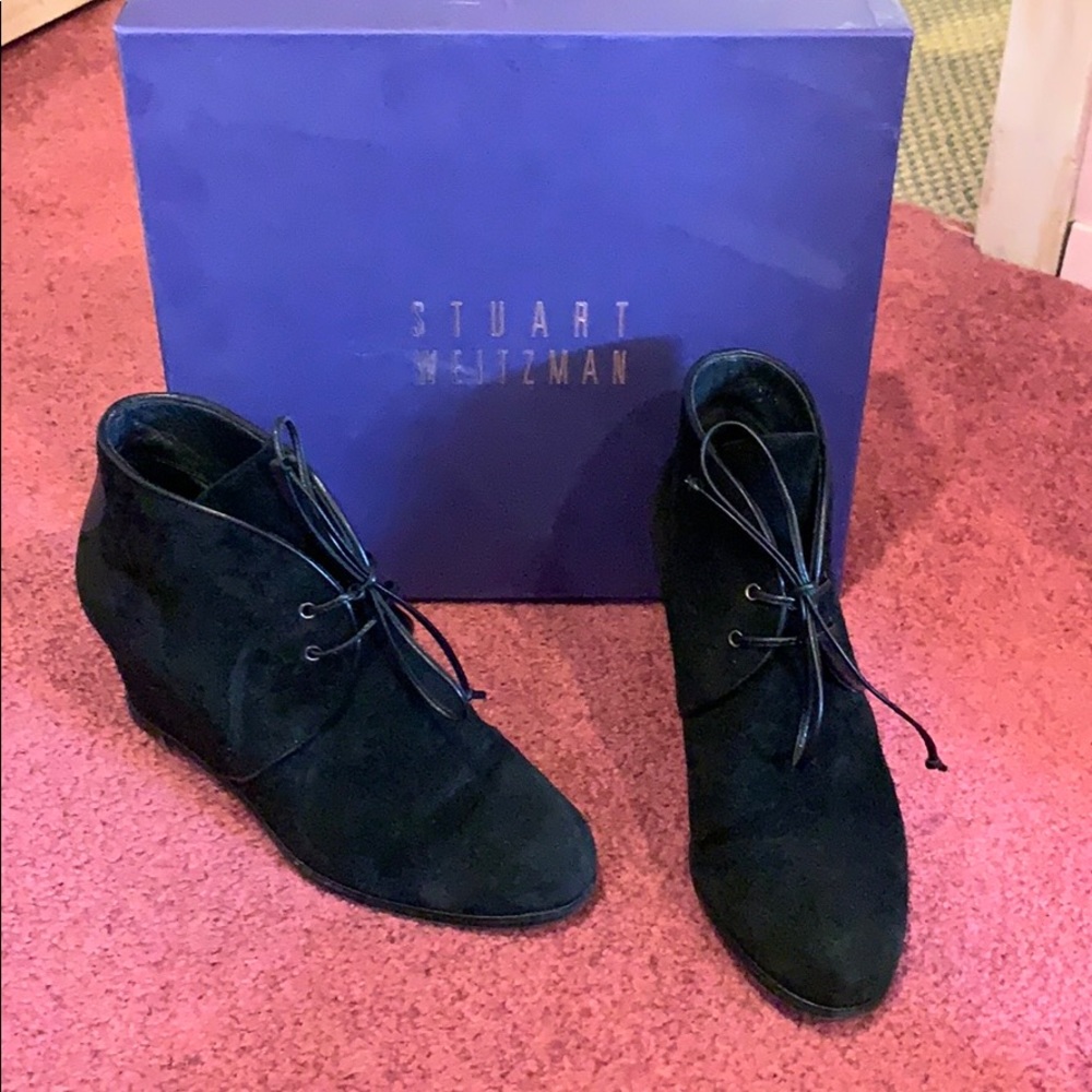 Black wedge Stuart Weitzman booties